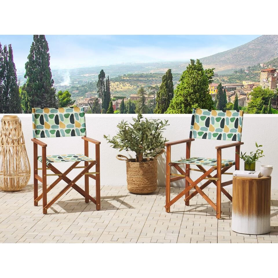Beliani Tuinstoel CINE - Multicolor Acaciahout, Polyester 4 Beliani Tuinstoel CINE - Multicolor Acaciahout, Polyester - Afbeelding 2