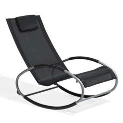 Beliani Tuinligstoel CAMPO - Zwart Polyester, Pvc