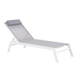Beliani Tuinligstoel CATANIA - Grijs Polyester, Aluminium
