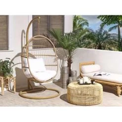 Beliani Hangstoel ALBA - Beige Pe Rotan -Beroemde Tuinmeubel Winkel 1000000696 0103
