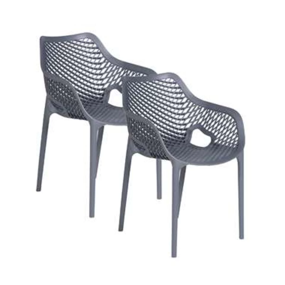 Garden Impressions Air XL Kunststof Tuinstoel Donker Grijs - 2 Stuks 3 Garden Impressions Air XL Kunststof Tuinstoel Donker Grijs - 2 Stuks