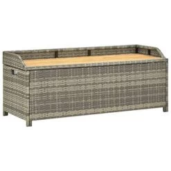 VidaXL Tuinopbergbank 120 Cm Poly Rattan Grijs