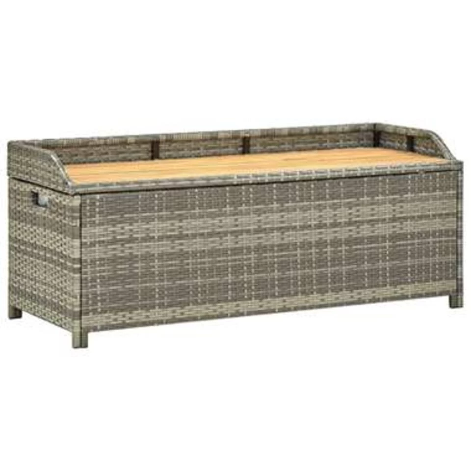 VidaXL Tuinopbergbank 120 Cm Poly Rattan Grijs 3 VidaXL Tuinopbergbank 120 Cm Poly Rattan Grijs