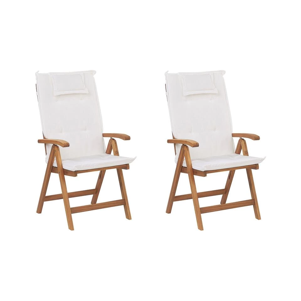 Beliani Tuinstoel JAVA - Lichte Houtkleur Acaciahout 3 Beliani Tuinstoel JAVA - Lichte Houtkleur Acaciahout