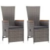VidaXL Tuinstoelen 2 St Verstelbaar Met Kussens Poly Rattan Grijs -Beroemde Tuinmeubel Winkel 1000006252