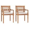 VidaXL Stoelen Batavia 2 St Met Kussens Massief Teakhout -Beroemde Tuinmeubel Winkel 1000006278