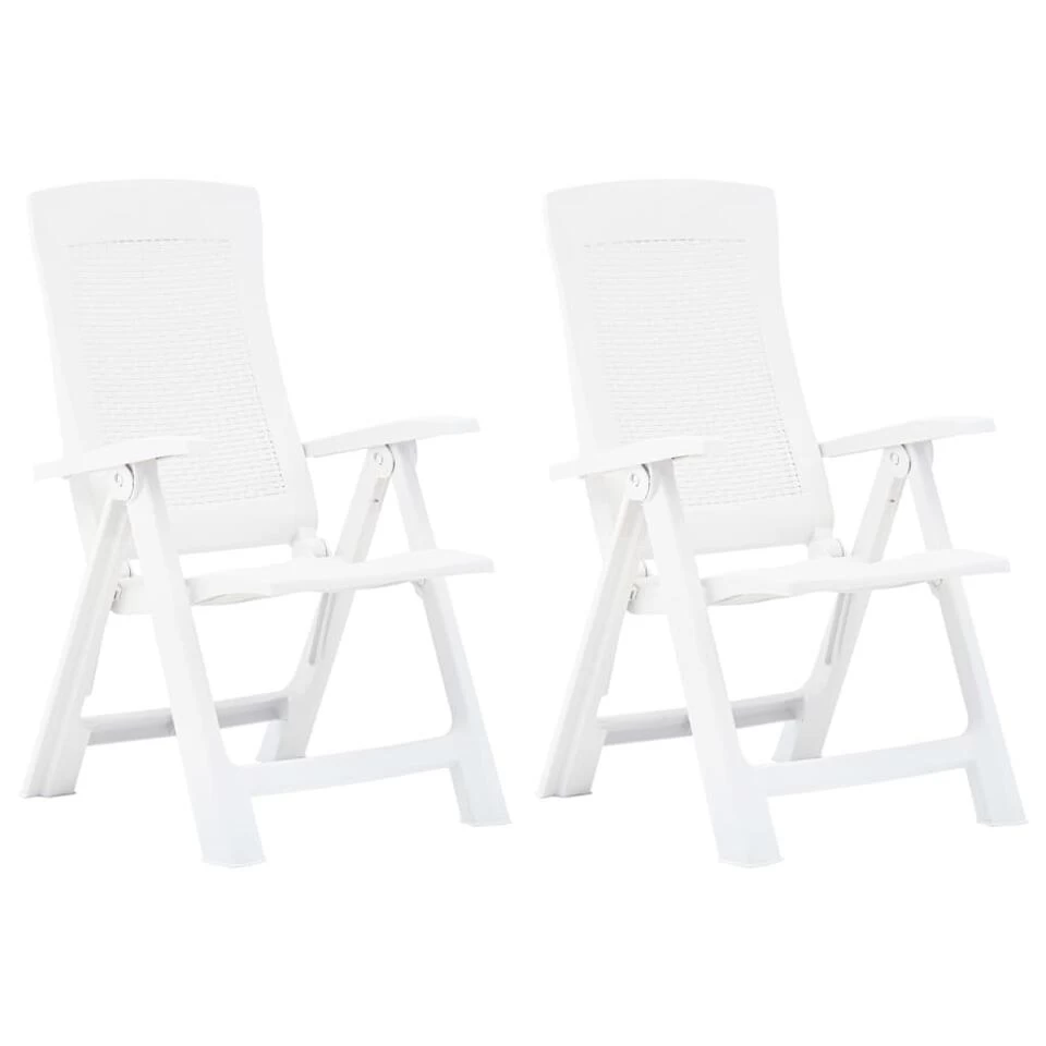 VidaXL Tuinstoelen 2 St Verstelbaar Kunststof Wit 3 VidaXL Tuinstoelen 2 St Verstelbaar Kunststof Wit