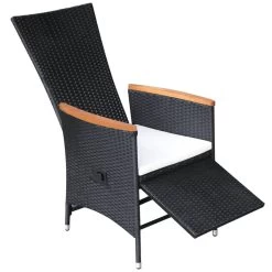 VidaXL Tuinstoelen 2 St Verstelbaar Met Kussens Poly Rattan Zwart -Beroemde Tuinmeubel Winkel 1000006363 0103