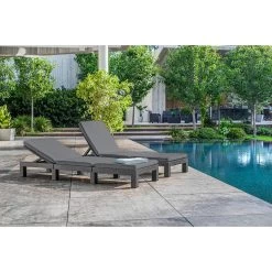 Allibert Daytona Deluxe Ligbed 65x195x25,5cm - 2 Stuks - Grafiet -Beroemde Tuinmeubel Winkel 1000031146 0102