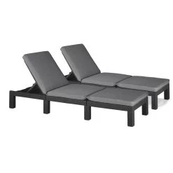 Allibert Daytona Deluxe Ligbed 65x195x25,5cm - 2 Stuks - Grafiet