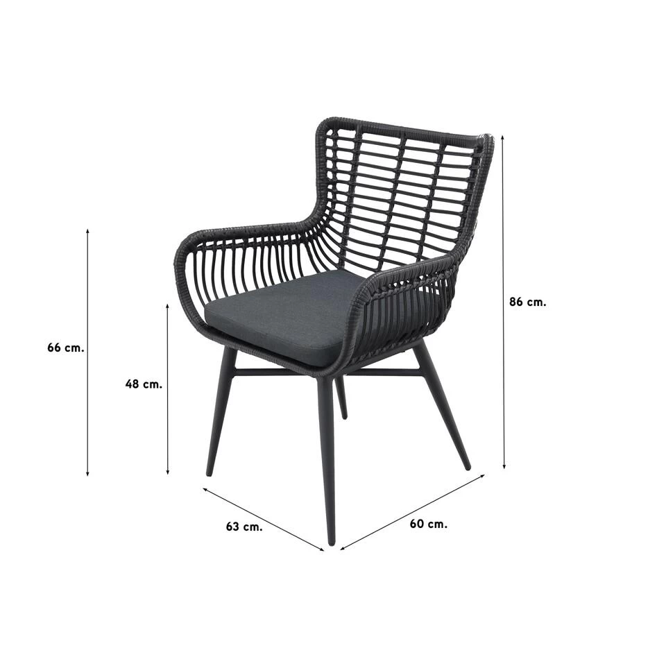 VDG Jasmine Dining Tuinstoel - Black 4 VDG Jasmine Dining Tuinstoel - Black - Afbeelding 2