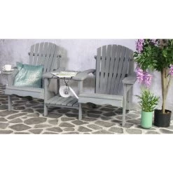 SenS-Line Adirondack Dubbele Tuinstoel - Hout - Grijs -Beroemde Tuinmeubel Winkel 1000038286 0103