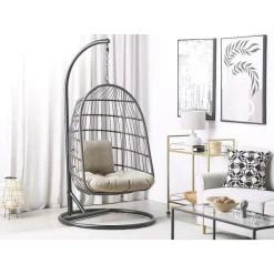 Beliani Hangstoel ALLERA - Zwart Polyester 7 Beliani Hangstoel ALLERA - Zwart Polyester -Beroemde Tuinmeubel Winkel 1000042133 0101