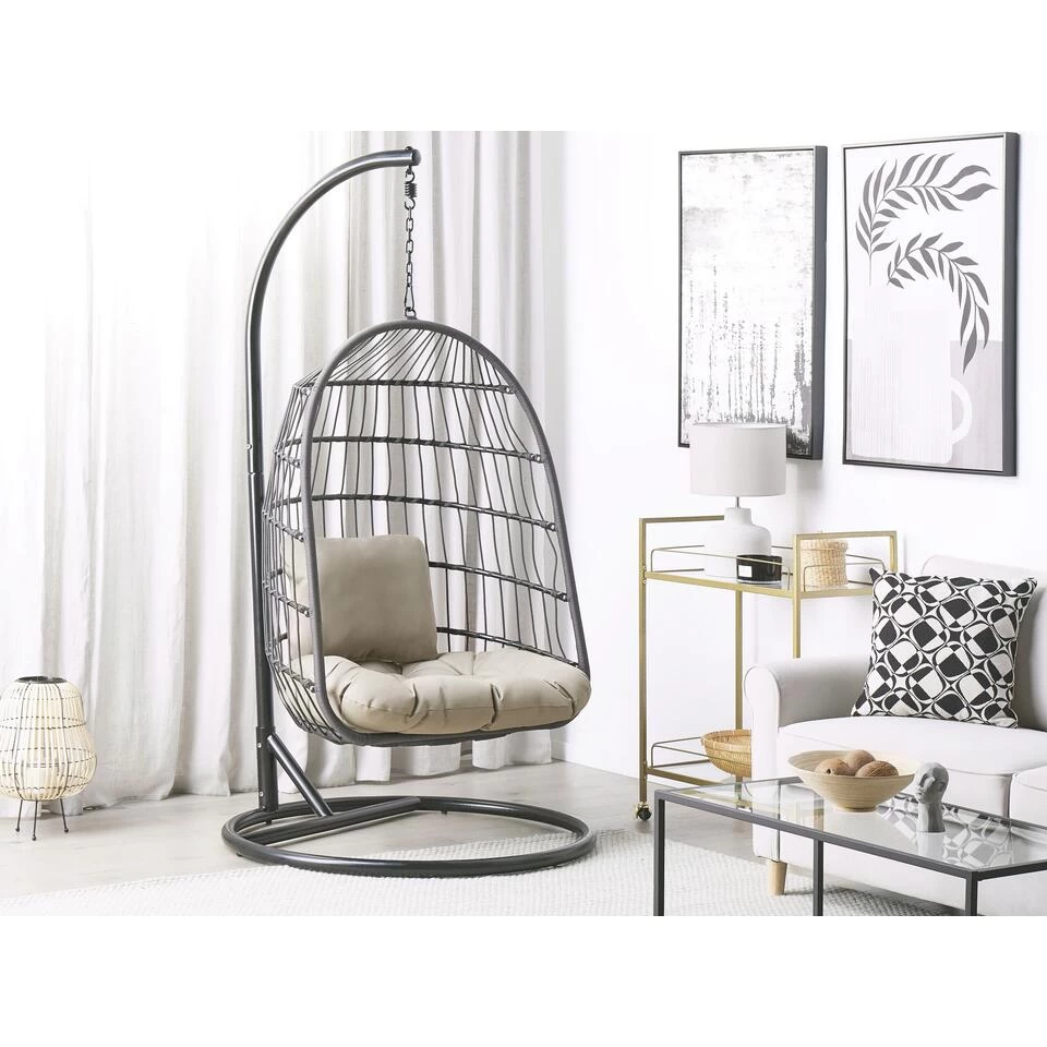 Beliani Hangstoel ALLERA - Zwart Polyester 4 Beliani Hangstoel ALLERA - Zwart Polyester - Afbeelding 2