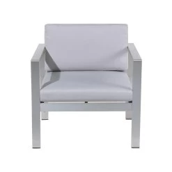 Beliani Tuinstoel SALERNO - Grijs Aluminium -Beroemde Tuinmeubel Winkel 1000050344 0103