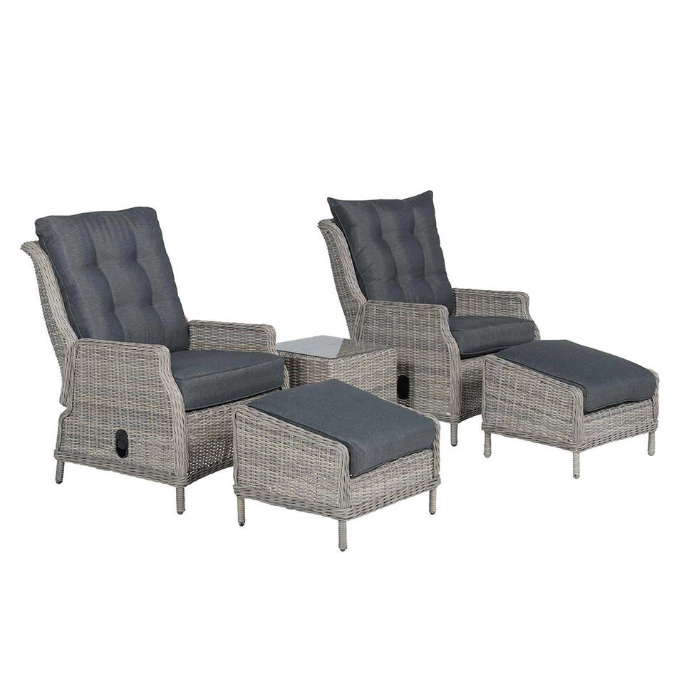 Garden Impressions Santa Rosa Tuinstoel + Voetenbank+bijzettafel 3 Garden Impressions Santa Rosa Tuinstoel + Voetenbank+bijzettafel