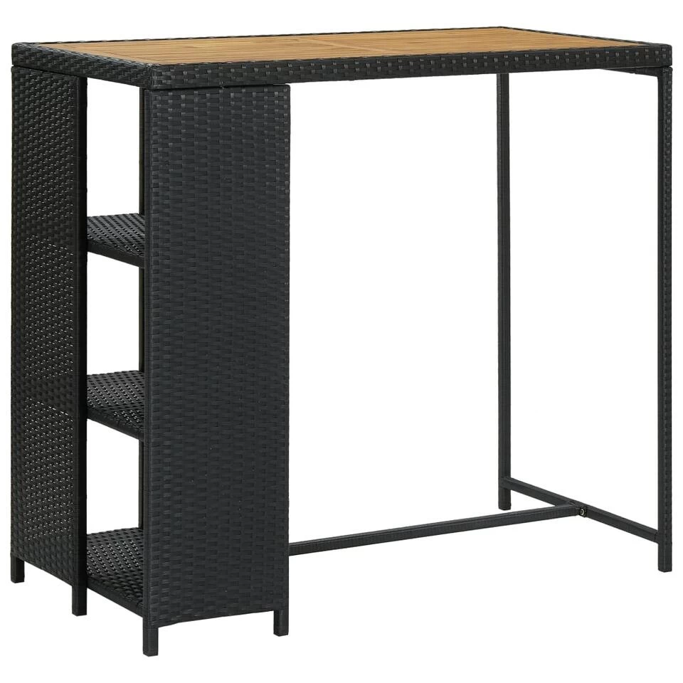 VidaXL Bartafel Met Opbergrek 120x60x110 Cm Poly Rattan Zwart 3 VidaXL Bartafel Met Opbergrek 120x60x110 Cm Poly Rattan Zwart