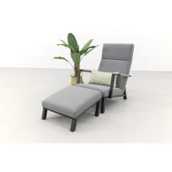 VDG Costa Relaxstoel + Hocker - Sunbrella - Light Grey -Beroemde Tuinmeubel Winkel 1000054361 0103
