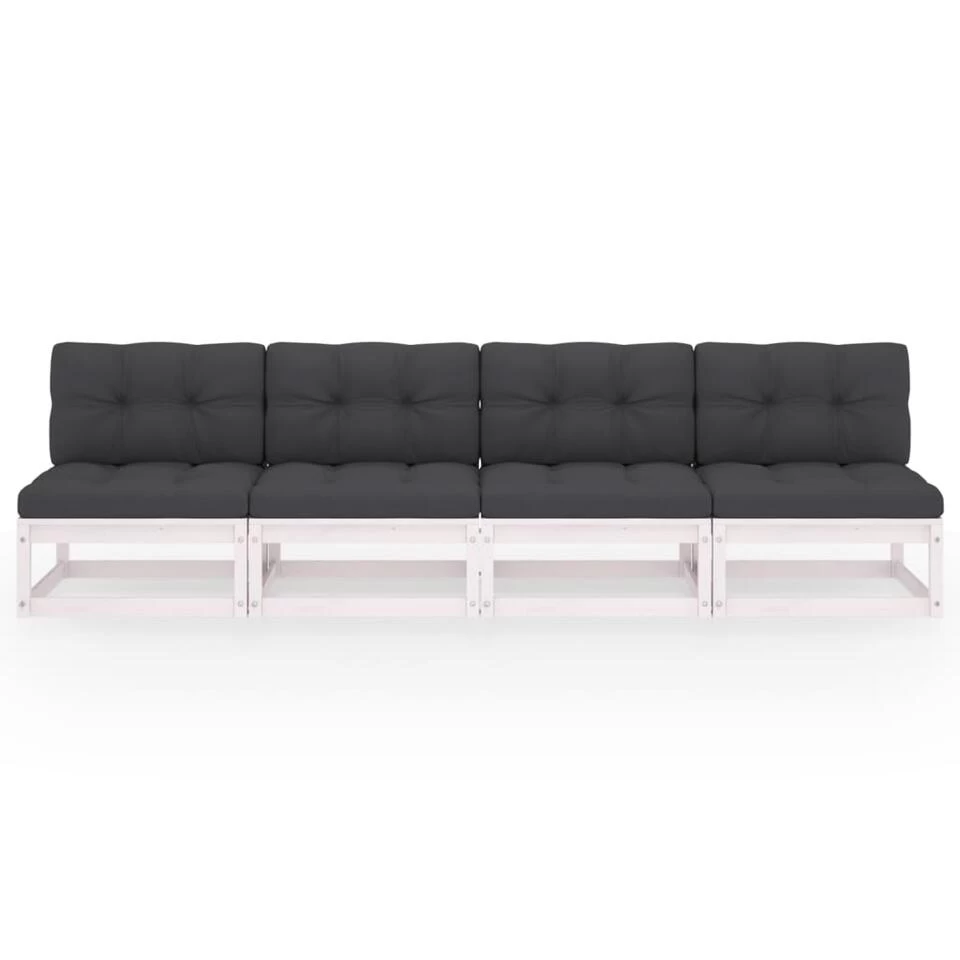 VidaXL Tuinbank 4-zits Met Kussens Massief Grenenhout 4 VidaXL Tuinbank 4-zits Met Kussens Massief Grenenhout - Afbeelding 2