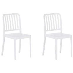 Beliani Tuinstoel SERSALE - Wit Synthetisch Materiaal