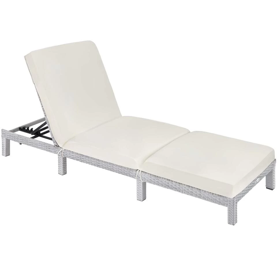 Tectake - Ligstoel Sofia - Wicker Zonnebed - Lichtgrijs 3 Tectake - Ligstoel Sofia - Wicker Zonnebed - Lichtgrijs