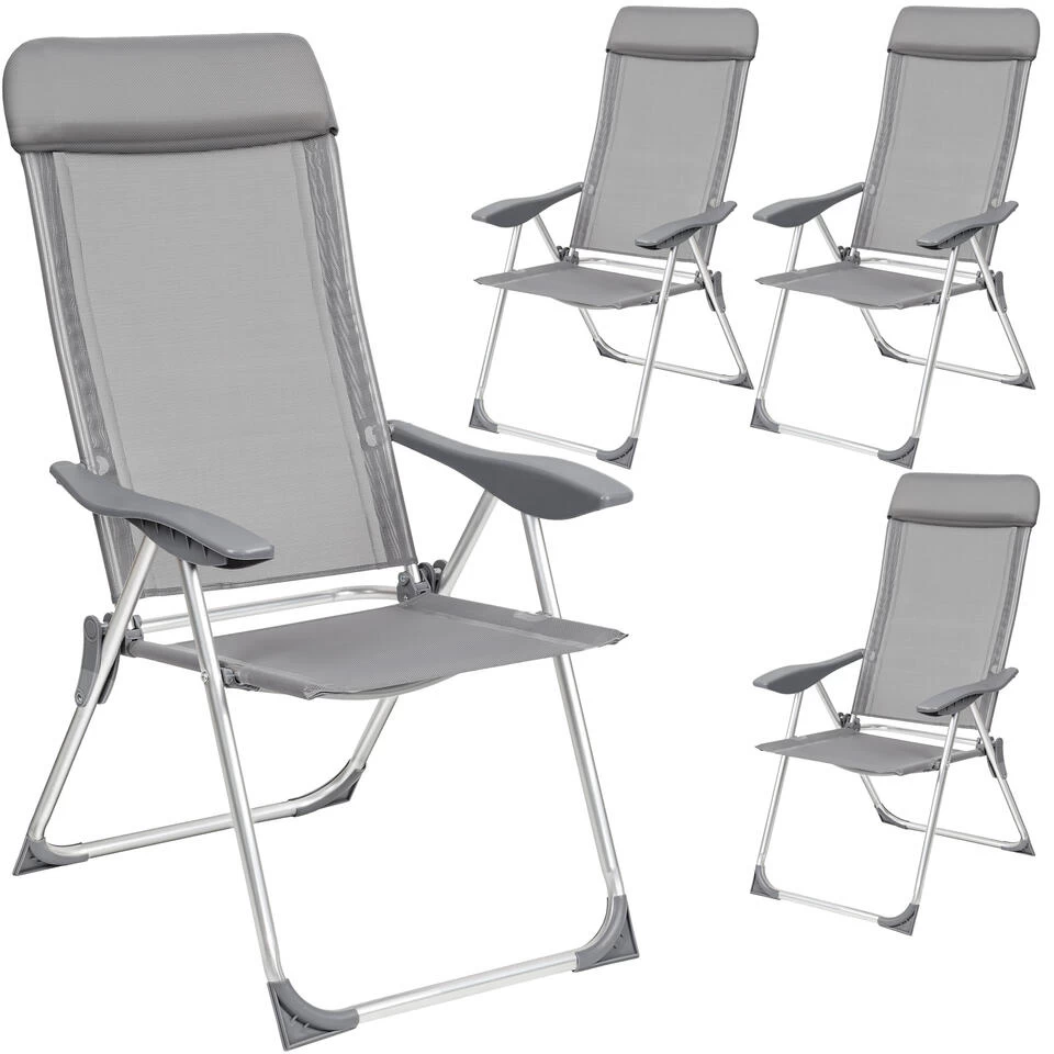 Tectake - Kampeerstoelen - Campingstoel - Tuinstoel - Set Van 4 - Grijs 3 Tectake - Kampeerstoelen - Campingstoel - Tuinstoel - Set Van 4 - Grijs