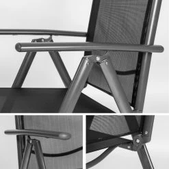 Tectake - Aluminium Tuinstoel / Tuin Stoel Antraciet - Zwart -Beroemde Tuinmeubel Winkel 1000078044 0103