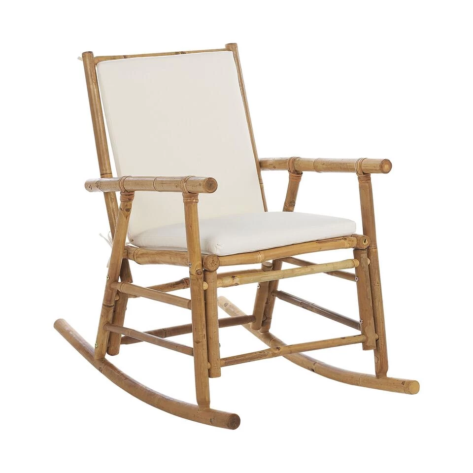 Beliani Schommelstoel FRIGOLE - Lichte Houtkleur Bamboehout 3 Beliani Schommelstoel FRIGOLE - Lichte Houtkleur Bamboehout