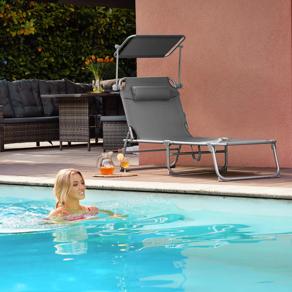 Tectake - Zonnestoel Chloe - Set Van 2 Ligbedden - Zwart 4 Tectake - Zonnestoel Chloe - Set Van 2 Ligbedden - Zwart - Afbeelding 2