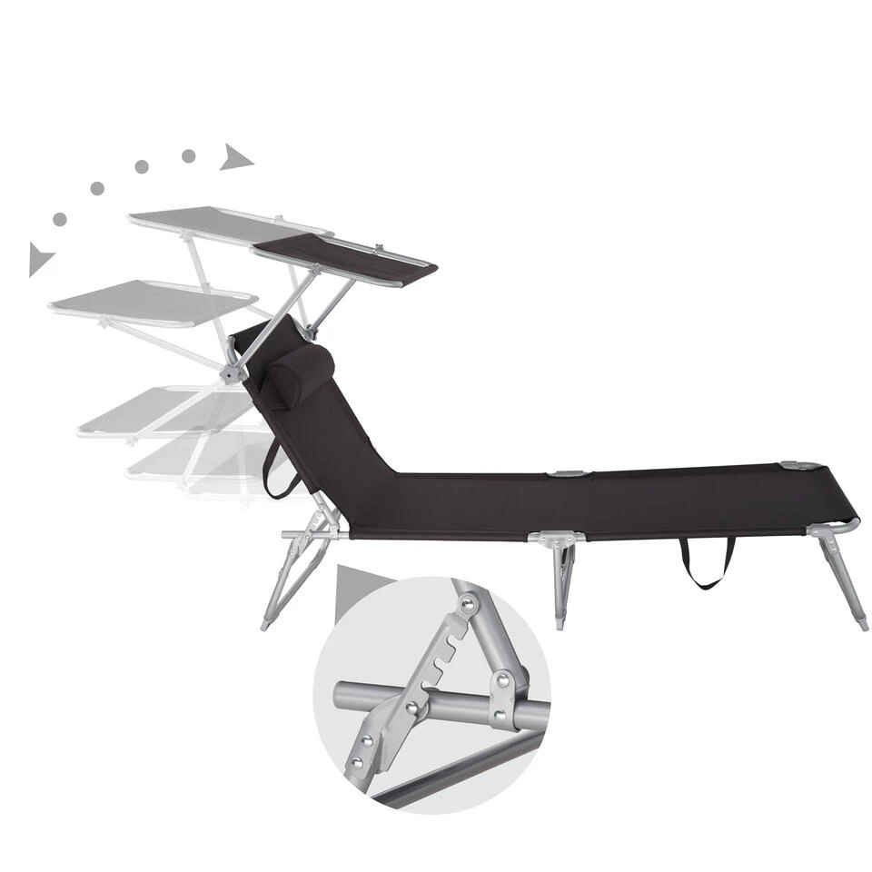 Tectake - Zonnestoel Chloe - Set Van 2 Ligbedden - Zwart 6 Tectake - Zonnestoel Chloe - Set Van 2 Ligbedden - Zwart - Afbeelding 4