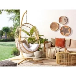 Beliani Hangstoel ACRI - Beige Pe Rotan -Beroemde Tuinmeubel Winkel 1000082570 0101