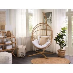 Beliani Hangstoel ACRI - Beige Pe Rotan -Beroemde Tuinmeubel Winkel 1000082570 0103