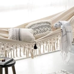 QUVIO Hangmat Katoen 280x150 Cm - Wit -Beroemde Tuinmeubel Winkel 1000083227 0102