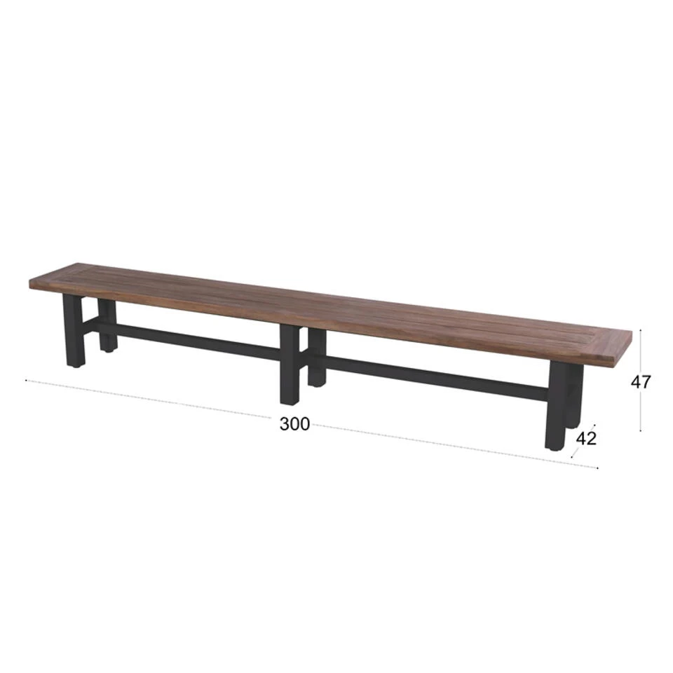 Hartman Yasmani Bank - 300x47 Cm. - Black 4 Hartman Yasmani Bank - 300x47 Cm. - Black - Afbeelding 2