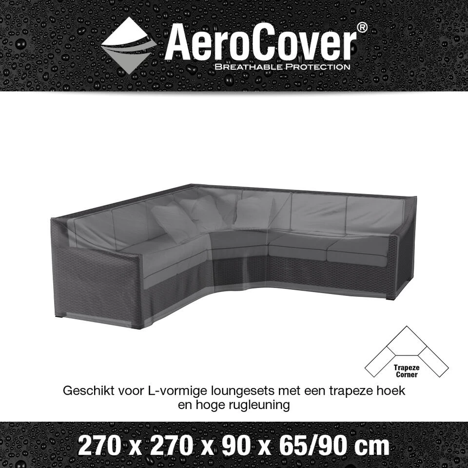 Aerocover Loungesethoes 270x270x90x65 Cm - L- Vorm Trapeze 4 Aerocover Loungesethoes 270x270x90x65 Cm - L- Vorm Trapeze - Afbeelding 2