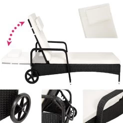 Tectake - Ligstoel - Wicker - Zwart -Beroemde Tuinmeubel Winkel 1000086059 0102