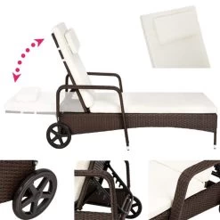 Tectake - Ligstoel - Rotan - Bruin -Beroemde Tuinmeubel Winkel 1000086065 0102