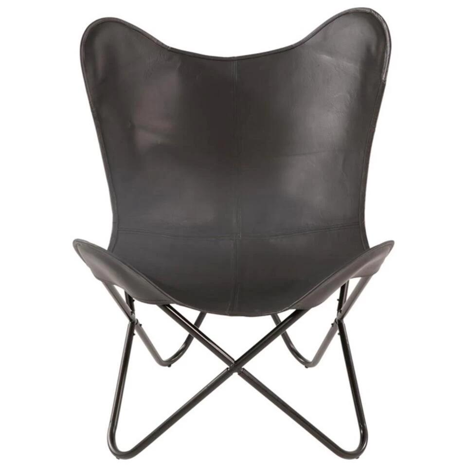Buffalo Vlinderstoel - Leder - Zwart 4 Buffalo Vlinderstoel - Leder - Zwart - Afbeelding 2