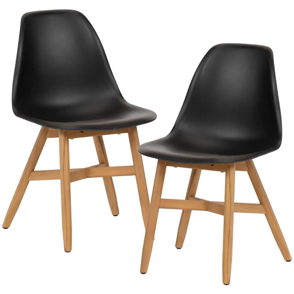 Exotan Tuinstoel Lotus - Teak/Kunststof - Zwart - Set Van 2 3 Exotan Tuinstoel Lotus - Teak/Kunststof - Zwart - Set Van 2