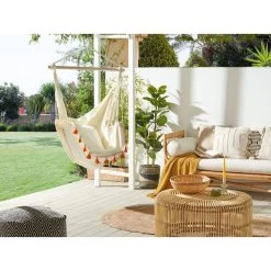 Beliani Hangstoel VARENA - Beige Katoen 7 Beliani Hangstoel VARENA - Beige Katoen -Beroemde Tuinmeubel Winkel 1000096792 0101