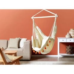 Beliani Hangstoel VARENA - Beige Katoen 9 Beliani Hangstoel VARENA - Beige Katoen -Beroemde Tuinmeubel Winkel 1000096792 0103