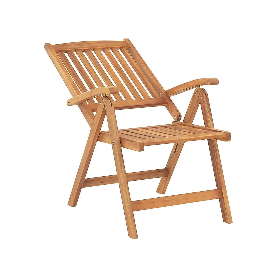 Beliani Tuinstoel JAVA - Lichte Houtkleur Acaciahout 6 Beliani Tuinstoel JAVA - Lichte Houtkleur Acaciahout - Afbeelding 4