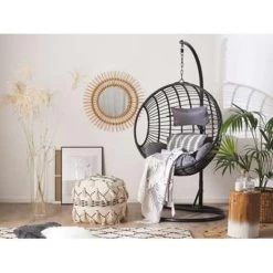 Beliani Hangstoel ASPIO - Zwart Pe Rotan 7 Beliani Hangstoel ASPIO - Zwart Pe Rotan -Beroemde Tuinmeubel Winkel 1498029831 0101