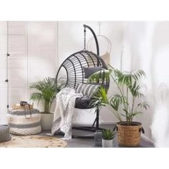 Beliani Hangstoel ASPIO - Zwart Pe Rotan 8 Beliani Hangstoel ASPIO - Zwart Pe Rotan -Beroemde Tuinmeubel Winkel 1498029831 0102
