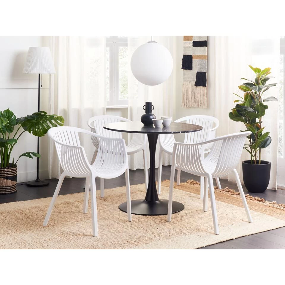 Beliani Eetkamerstoel NAPOLI - Wit Synthetisch Materiaal 5 Beliani Eetkamerstoel NAPOLI - Wit Synthetisch Materiaal - Afbeelding 3