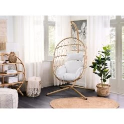 Beliani Hangstoel ADRIA - Beige Polyester -Beroemde Tuinmeubel Winkel 33f7b3053bef41bd93efbae84d9cf149