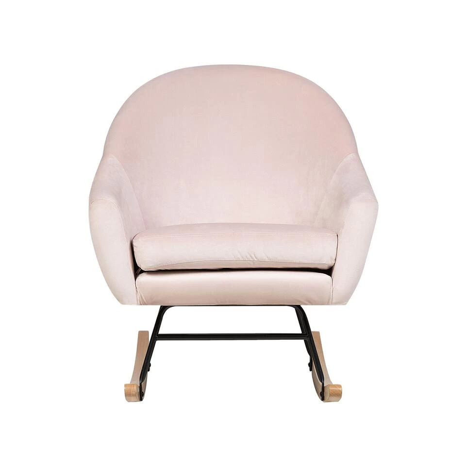 Beliani Schommelstoel OXIE - Roze Fluweel 5 Beliani Schommelstoel OXIE - Roze Fluweel - Afbeelding 3