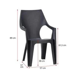 Keter - Stapelstoel Dante Hoge Rug - Donkergrijs - 89x57x57 Cm -Beroemde Tuinmeubel Winkel 50100437 9601