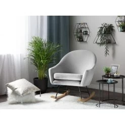 Beliani Schommelstoel OXIE - Grijs Fluweel -Beroemde Tuinmeubel Winkel 60e4deceae72489f85dc4bce1a4240cc