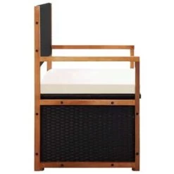 VidaXL Opbergbankje 115 Cm Poly Rattan En Massief Acaciahout Zwart -Beroemde Tuinmeubel Winkel 67f27a44a9b84f8ca103604556598ddf